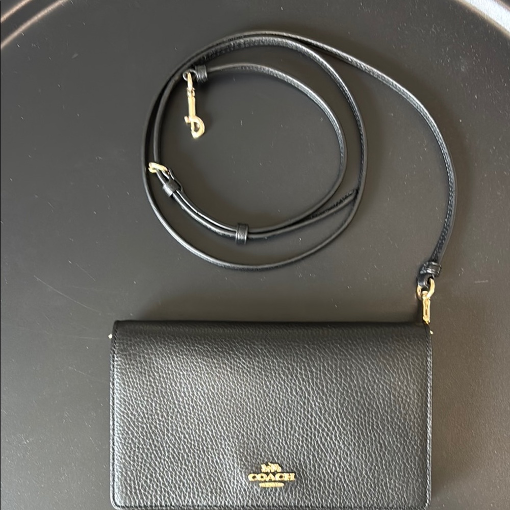 Coach Crossbody Bag in Black Pebbled Leather